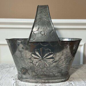 Mexican punched tin bucket